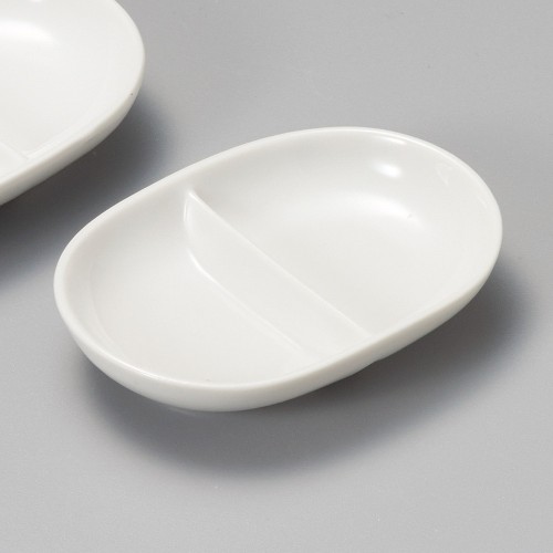 68030-451 白釉小判二品皿|業務用食器カタログ陶里30号