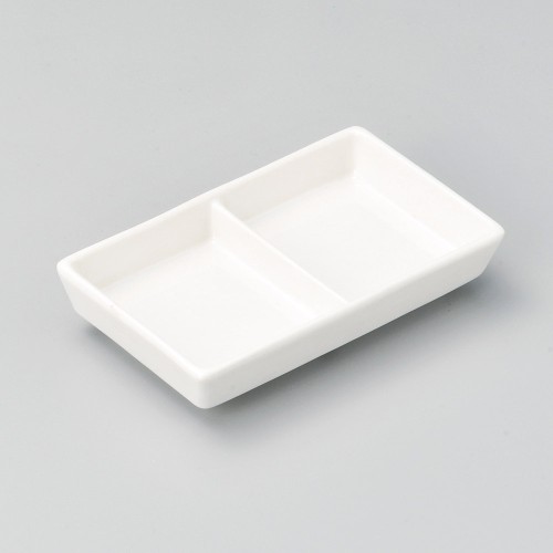 68130-461 ホワイト長角二つ仕切皿|業務用食器カタログ陶里30号