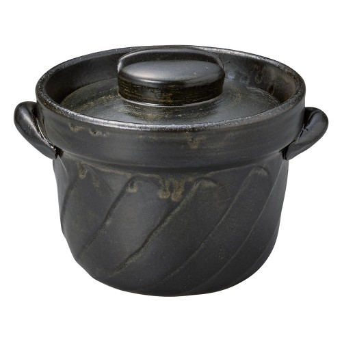 69025-481 黒釉捻れごはん鍋(1合炊)|業務用食器カタログ陶里30号