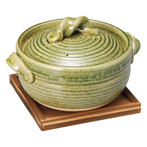 69103-431 緑釉三合炊御飯鍋|業務用食器カタログ陶里30号