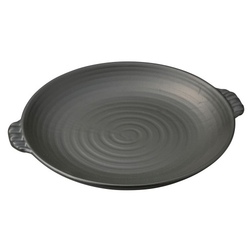 69312-181 黒釉耐熱手付陶板(中)|業務用食器カタログ陶里30号