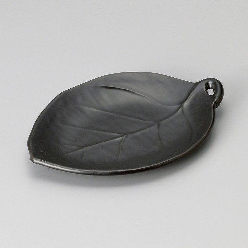 69816-711 黒釉葉型陶板(大)|業務用食器カタログ陶里30号