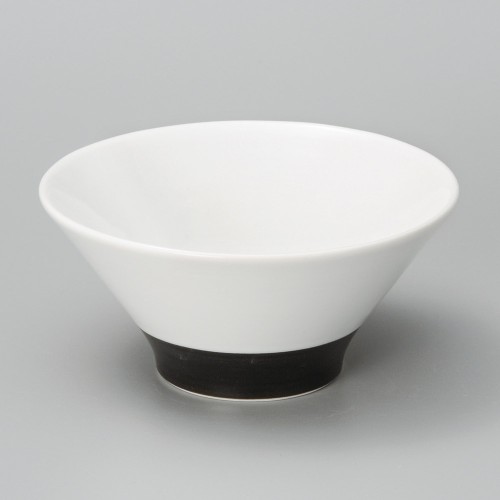 A1414-011 白釉ハマ黒6.5麺鉢|業務用食器カタログ陶里30号