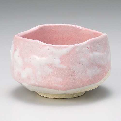 A3007-611 ピンク志野たたき抹茶碗|業務用食器カタログ陶里30号