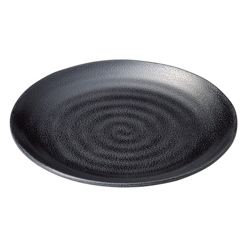 A7843-561 [M]いぶし釉 黒25㎝丸皿|業務用食器カタログ陶里30号