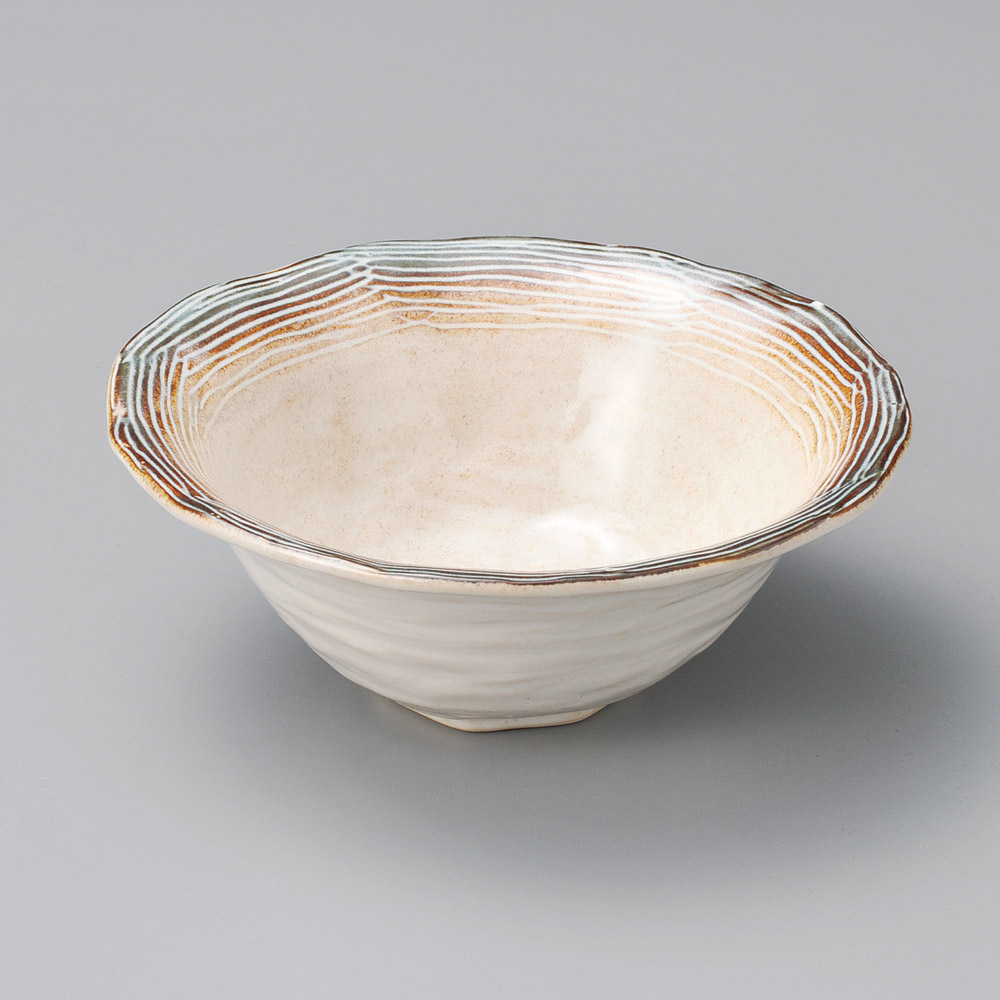 11643-101 白均窯ストライプ3.6寸鉢|業務用食器カタログ陶里31号
