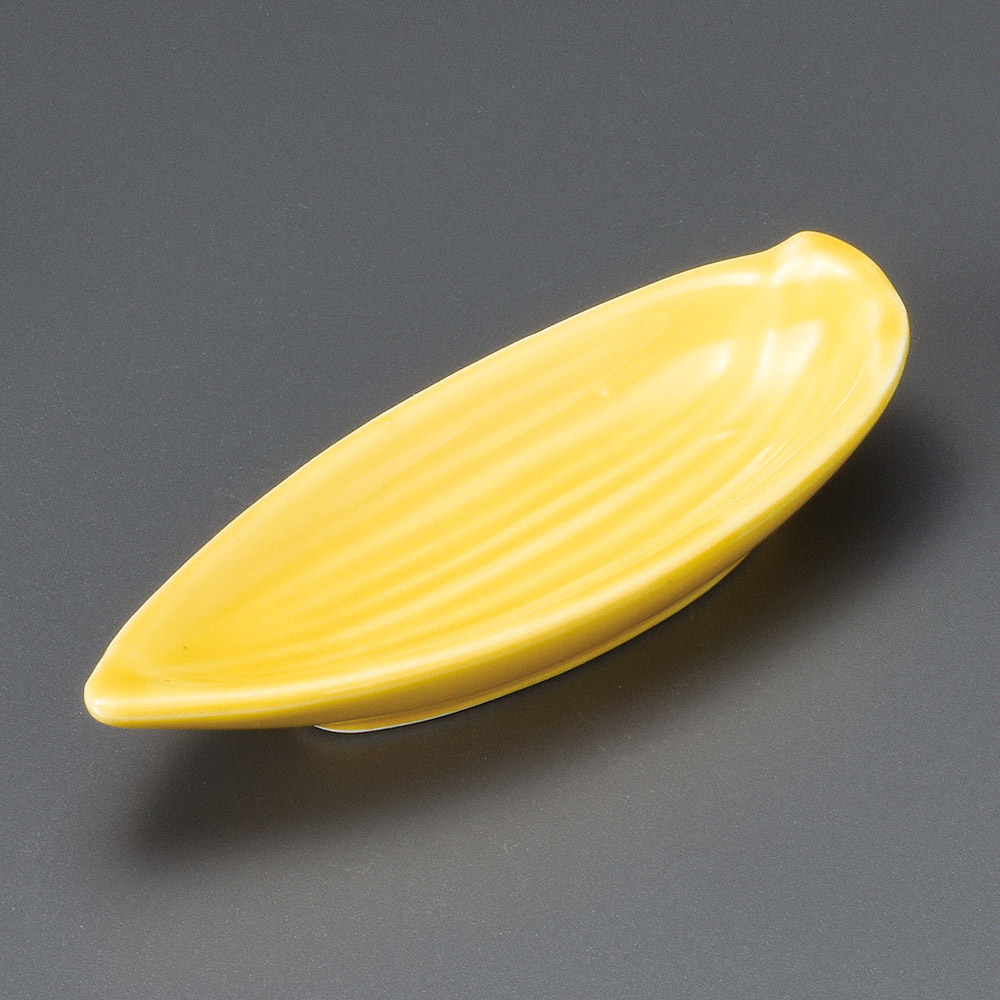 14532-651 濃黄釉笹型珍味|業務用食器カタログ陶里31号