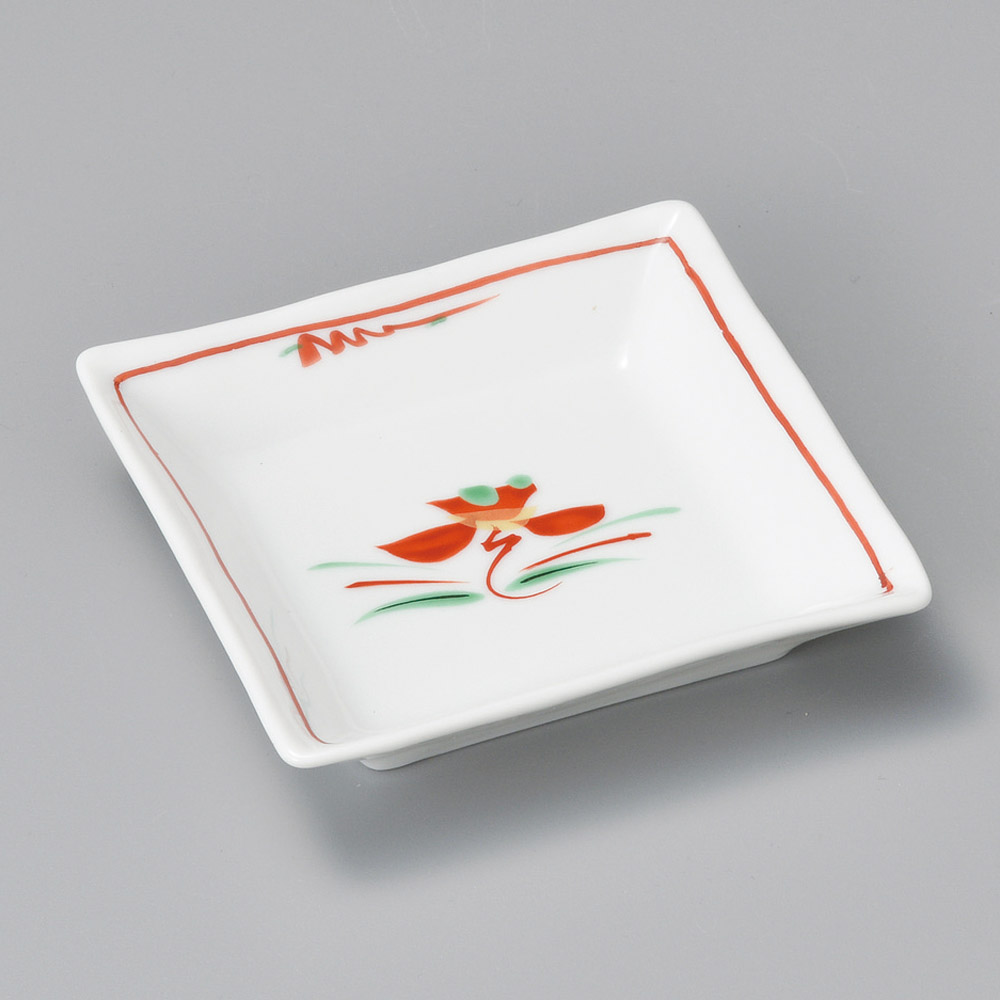 17004-051 赤絵花紋正角深皿(松花堂)|業務用食器カタログ陶里31号