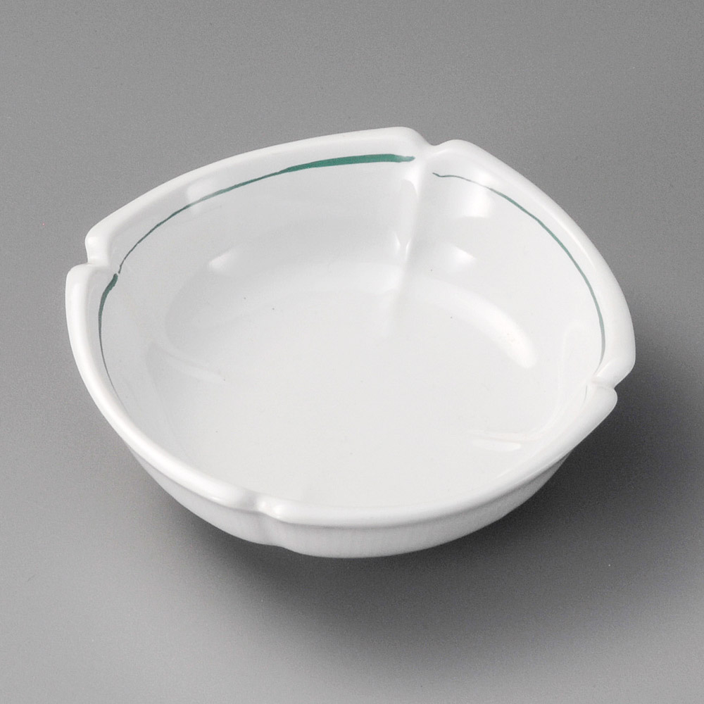 17327-311 白釉緑線スミ切浅鉢|業務用食器カタログ陶里31号