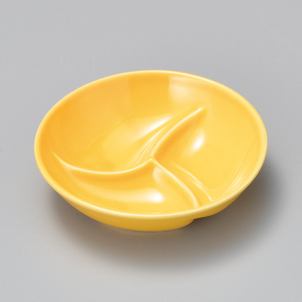 17410-181 黄釉三ツ仕切 丸鉢|業務用食器カタログ陶里31号