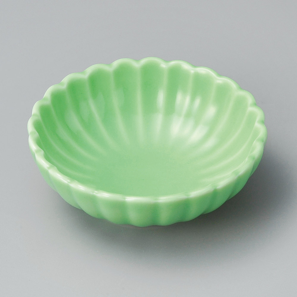 17418-191 丸菊型(大)浅鉢(緑)|業務用食器カタログ陶里31号
