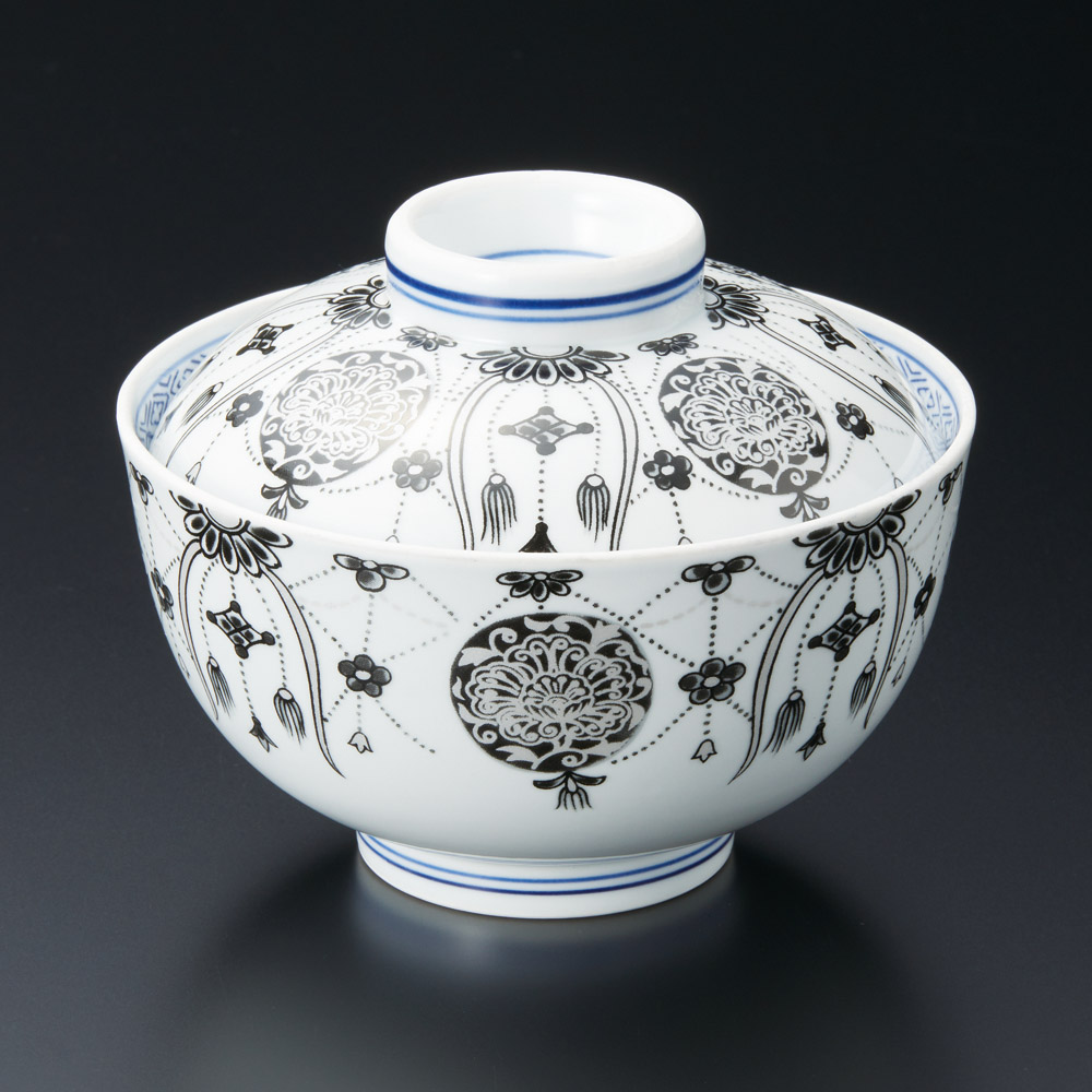 18404-541 瓔珞紋(黒)円菓子碗|業務用食器カタログ陶里31号