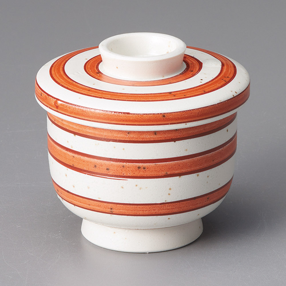 19607-131 赤絵筋マット釉むし碗|業務用食器カタログ陶里31号