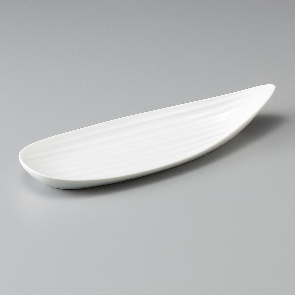22906-491 白磁笹型長皿|業務用食器カタログ陶里31号