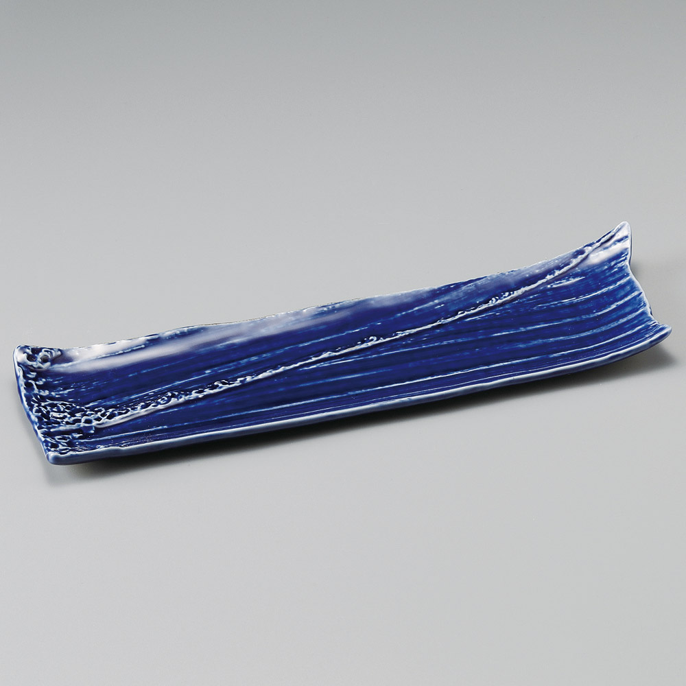 27001-641 藍紺しぶき長皿|業務用食器カタログ陶里31号