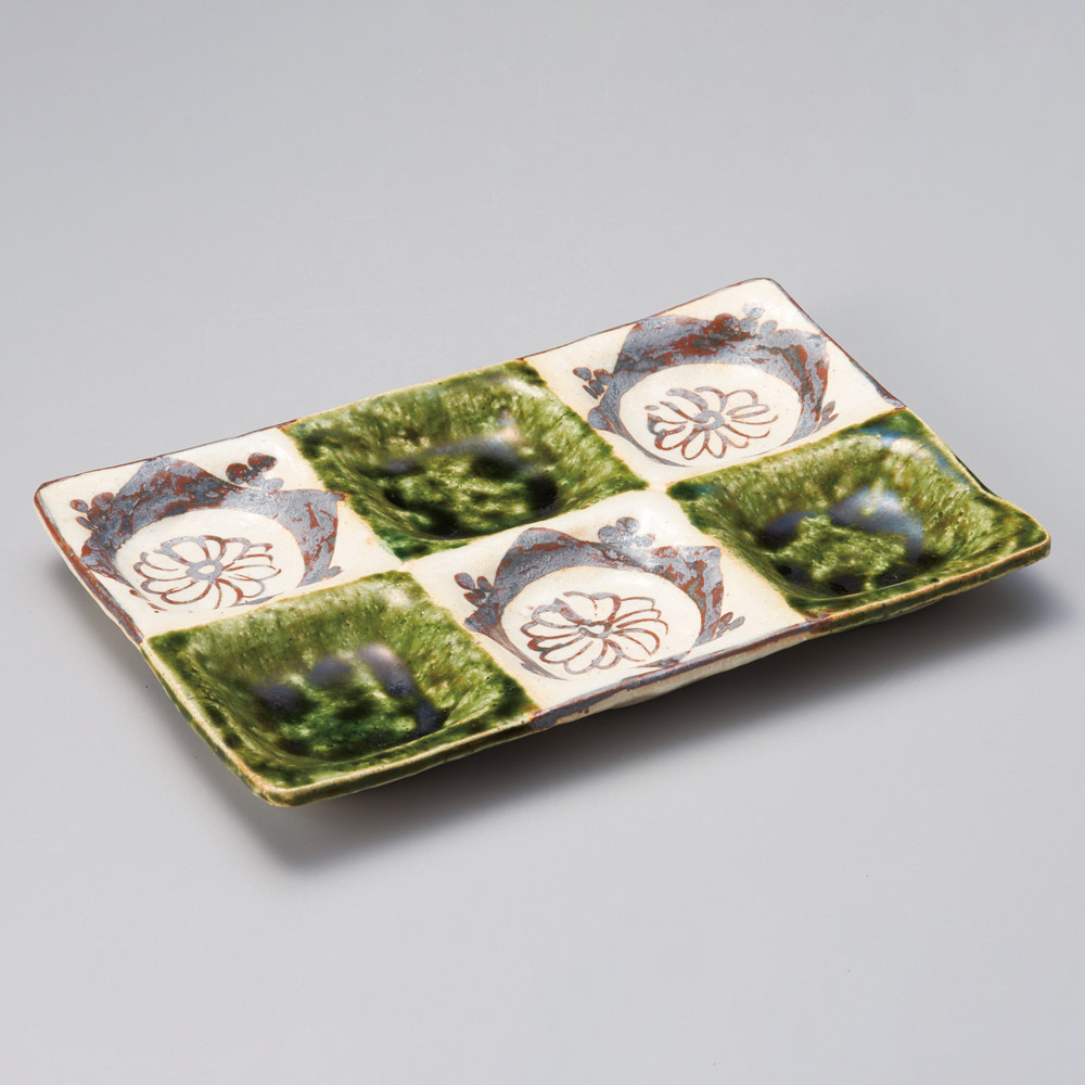 28301-471 織部花紋六つ仕切皿|業務用食器カタログ陶里31号