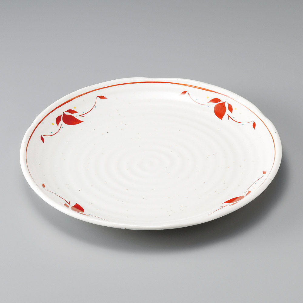 29019-671 粉引赤絵10.0皿|業務用食器カタログ陶里31号