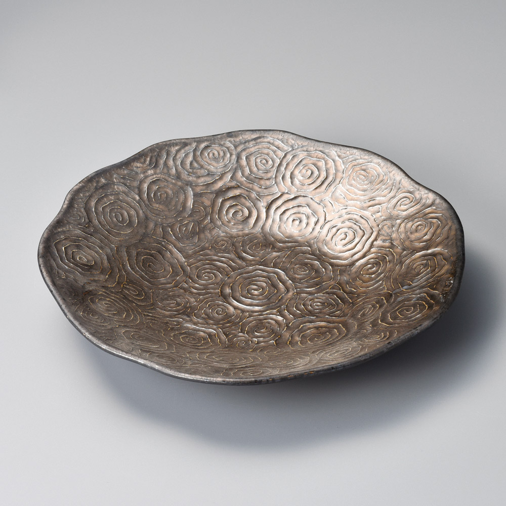 29816-101 金結晶渦彫28㎝丸皿|業務用食器カタログ陶里31号