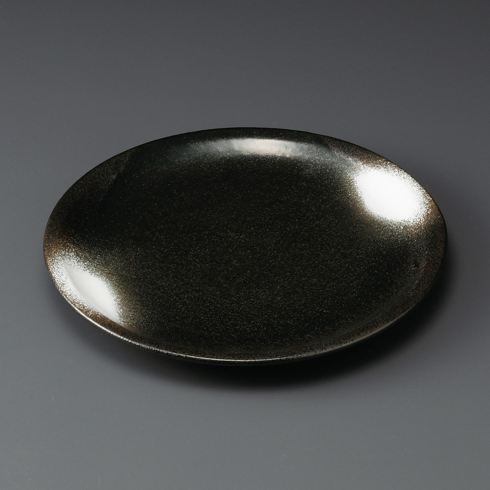30025-461 黒結晶白吹(布目)8.0丸皿|業務用食器カタログ陶里31号