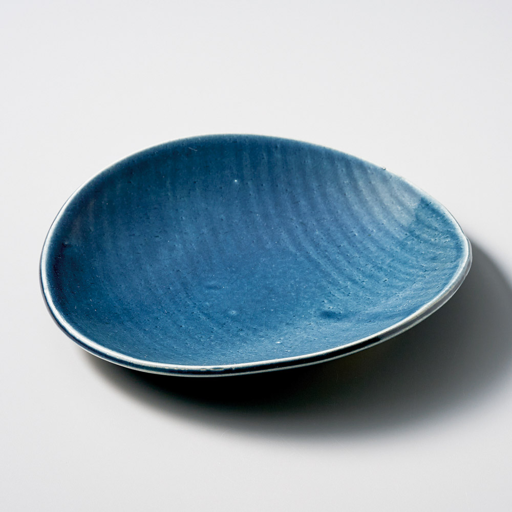 30116-081 藍楕円たわみ8寸皿|業務用食器カタログ陶里31号