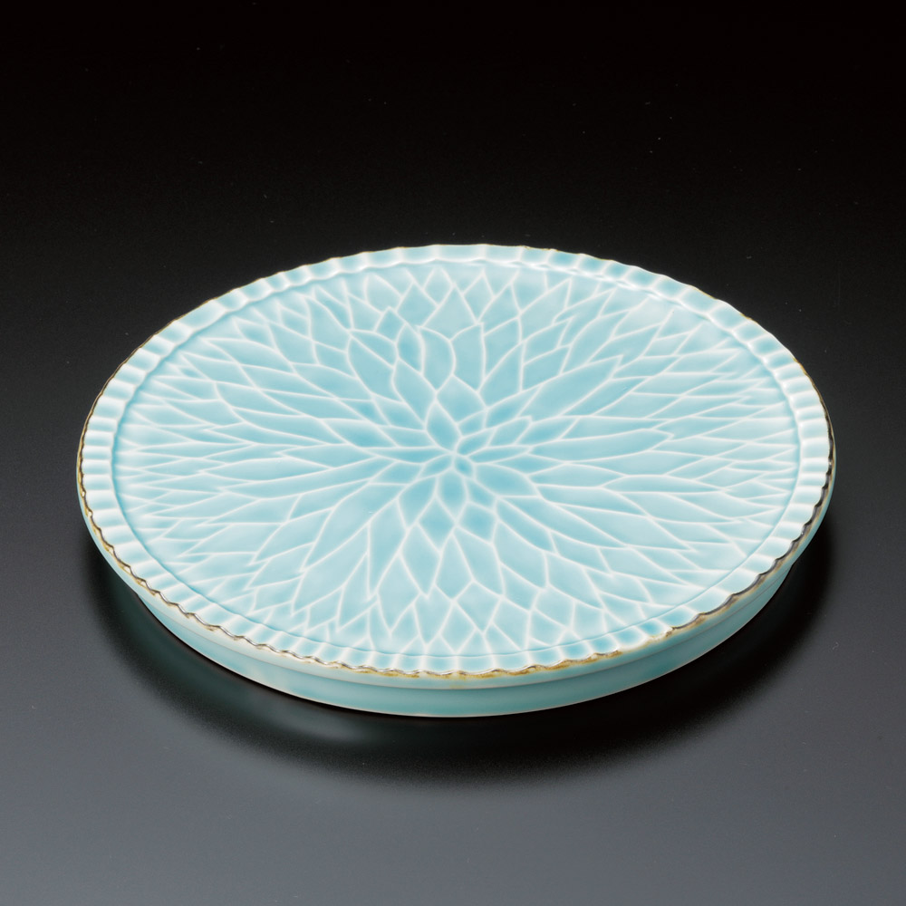 30123-471 マリンブルーダリア彫皿|業務用食器カタログ陶里31号