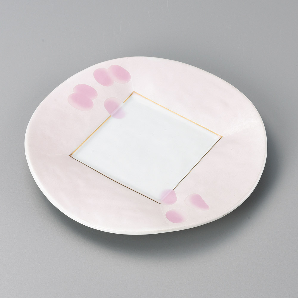 30204-181 ピンク吹銀彩8.0皿|業務用食器カタログ陶里31号
