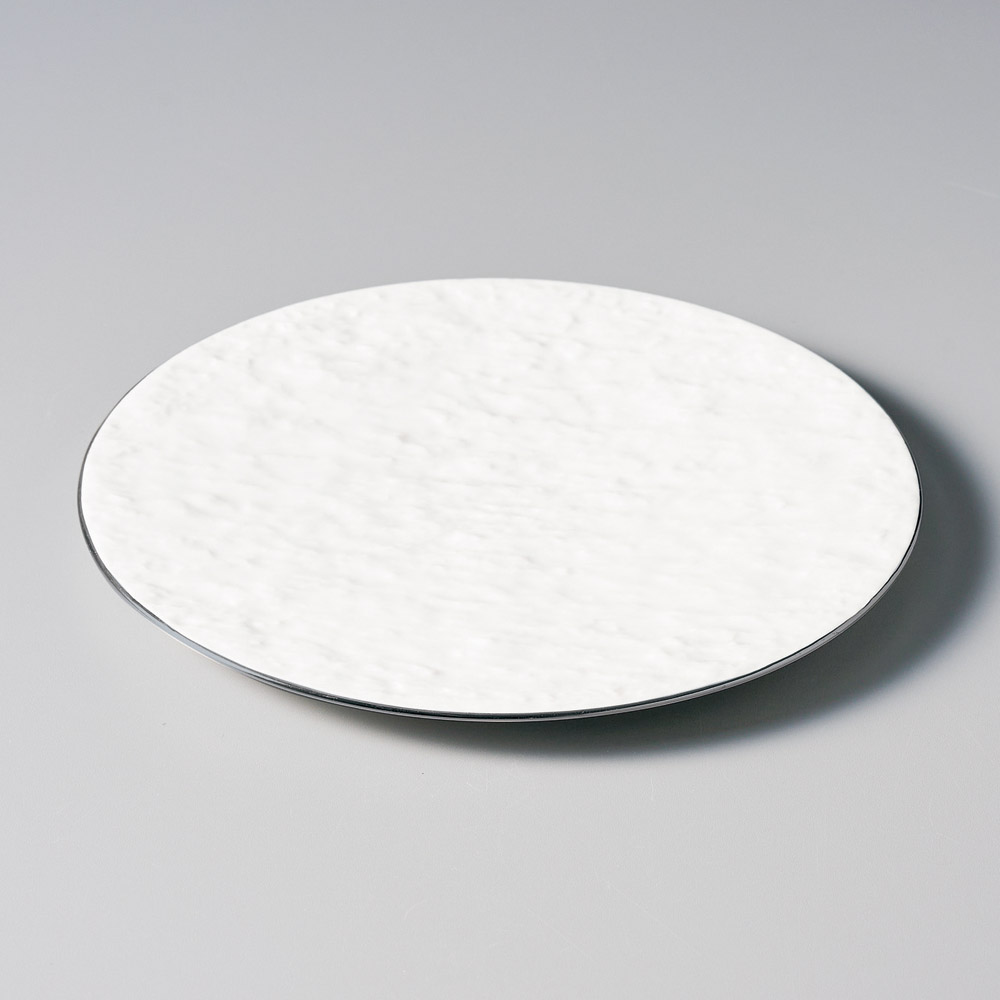 30305-101 銀線フラット(白)岩肌17㎝丸皿|業務用食器カタログ陶里31号