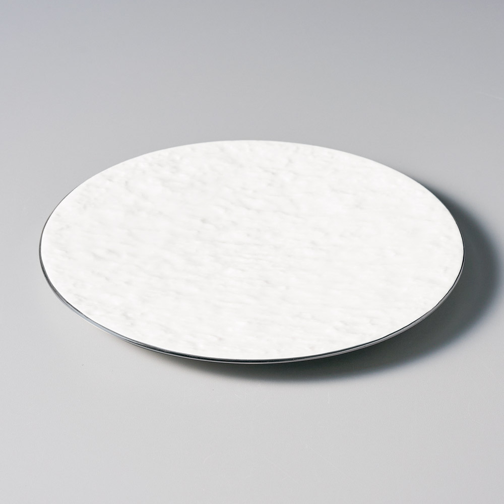 30308-101 銀線フラット(白)岩肌25㎝丸皿|業務用食器カタログ陶里31号