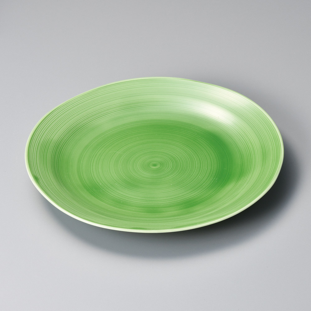30510-121 緑釉クシ目27㎝丸皿|業務用食器カタログ陶里31号