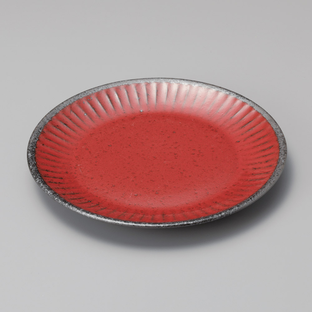 30609-021 赤釉ソギ7.5皿|業務用食器カタログ陶里31号