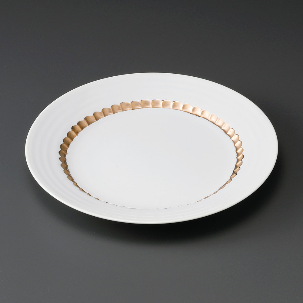 31001-461 白磁金彩(リム付)8.0丸皿|業務用食器カタログ陶里31号