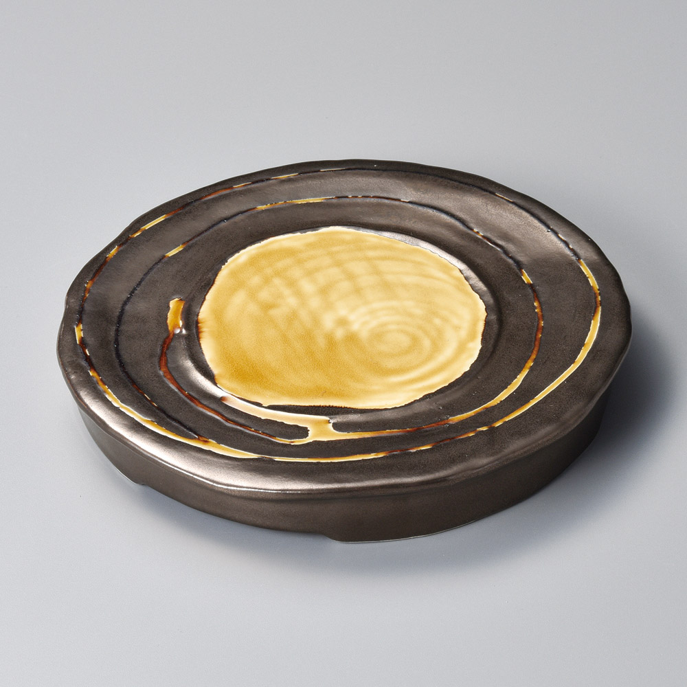 31015-011 内コハクゴールド年輪皿(小)|業務用食器カタログ陶里31号