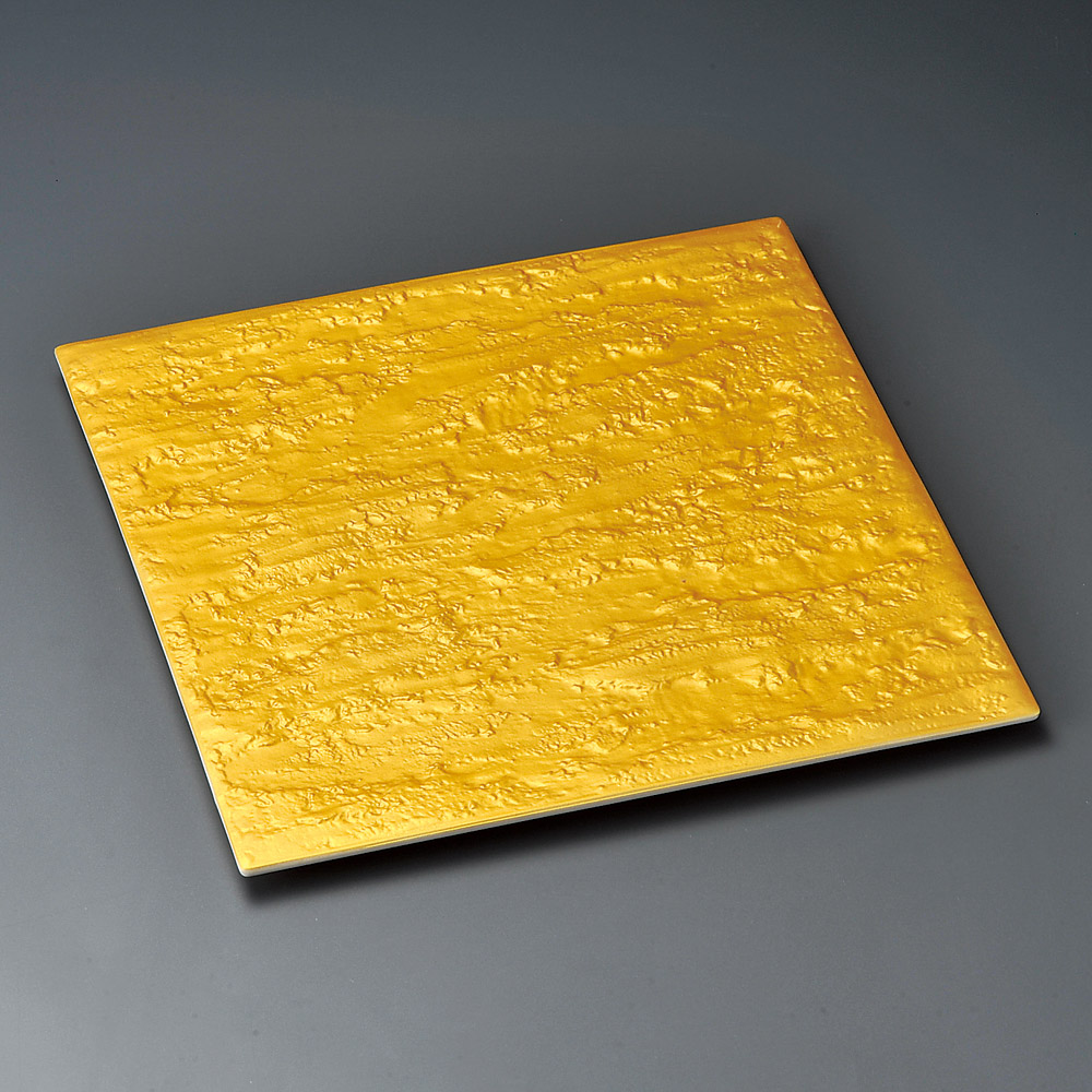 35618-471 ゴールド石肌24㎝正角皿|業務用食器カタログ陶里31号