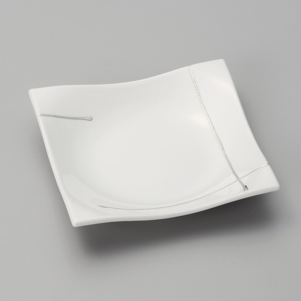 37018-651 一珍白磁プラチナ線正角前菜皿|業務用食器カタログ陶里31号