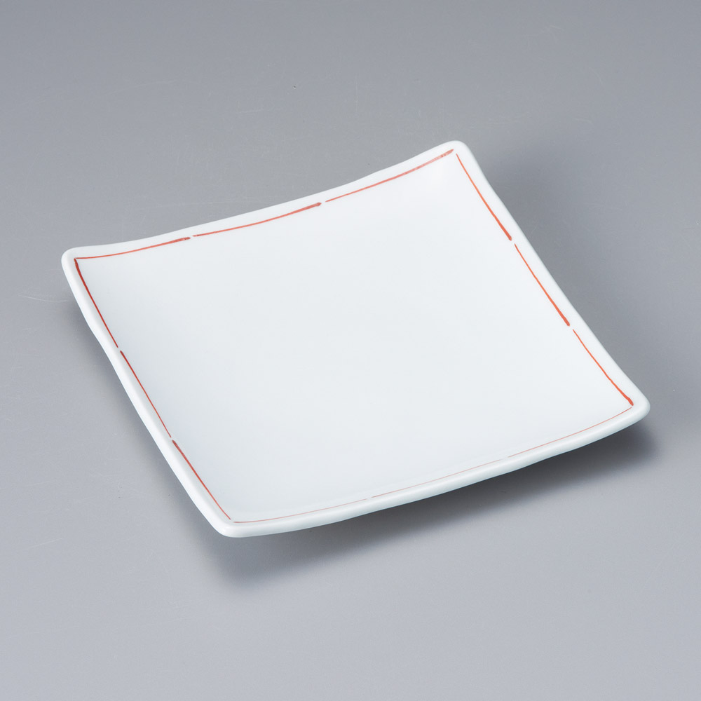 37401-321 赤ライン6.0正角皿|業務用食器カタログ陶里31号