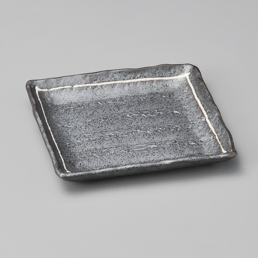 37513-241 一珍黒結晶角皿(中)|業務用食器カタログ陶里31号