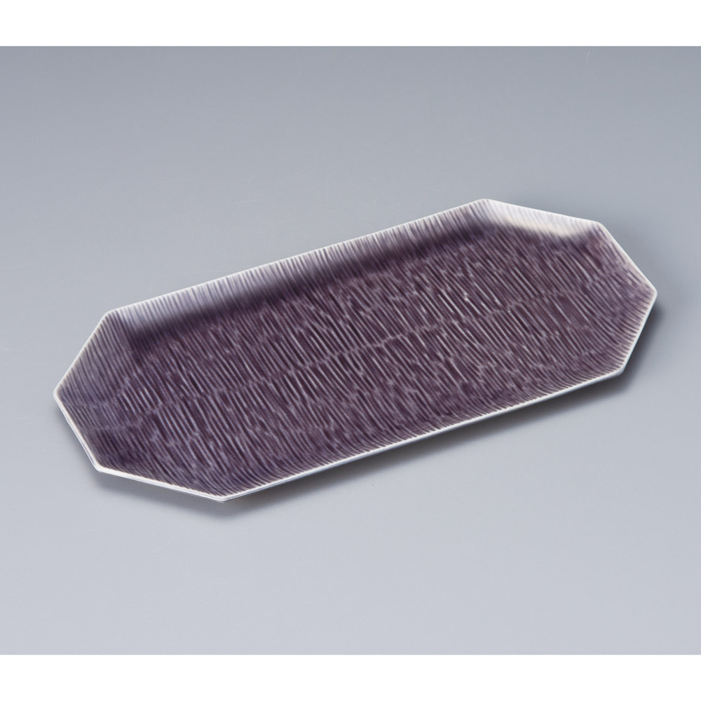 38007-181 紫釉流水八角長皿|業務用食器カタログ陶里31号
