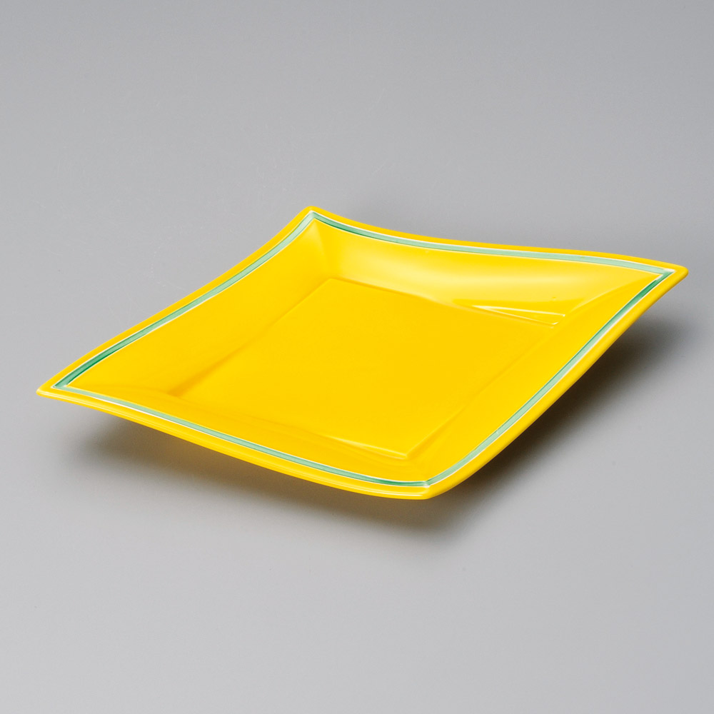 38414-471 黄釉グリーン菱型10.0皿|業務用食器カタログ陶里31号
