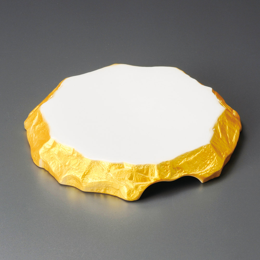 38806-471 岩肌ゴールド高台8.0皿|業務用食器カタログ陶里31号