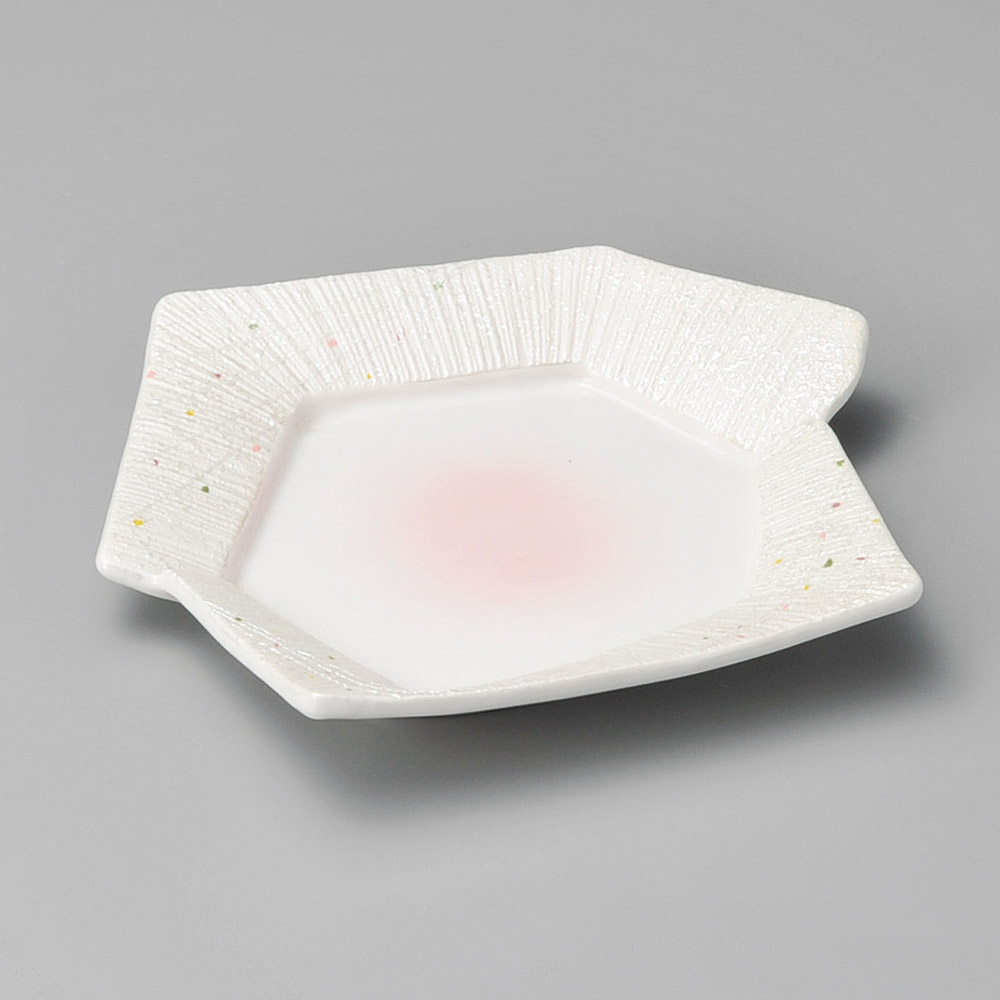 39006-181 ピンク吹一珍ラスター 変形皿|業務用食器カタログ陶里31号