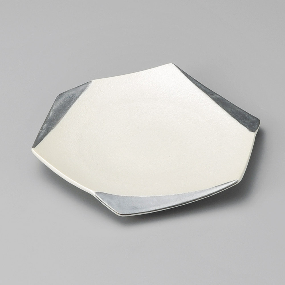 39007-181 銀彩白吹六角皿|業務用食器カタログ陶里31号