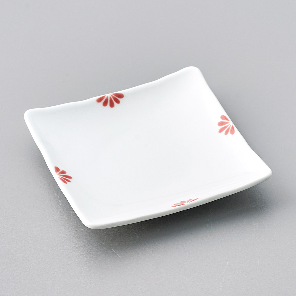 40818-131 小花(赤)正角銘々皿|業務用食器カタログ陶里31号