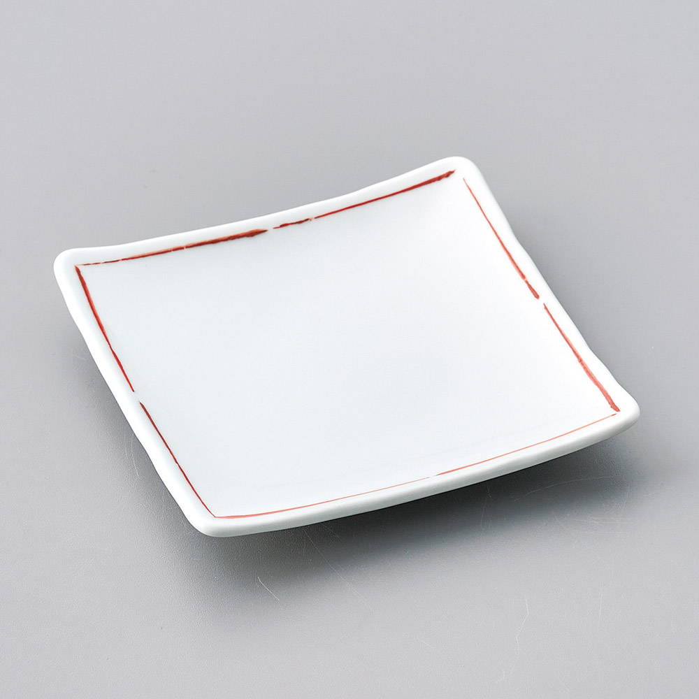 40824-321 赤ライン正角銘々皿|業務用食器カタログ陶里31号
