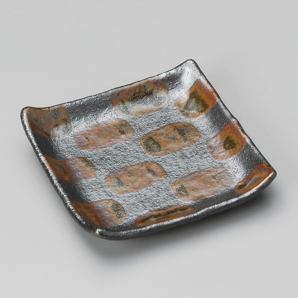 40830-191 黒結晶角銘々皿|業務用食器カタログ陶里31号