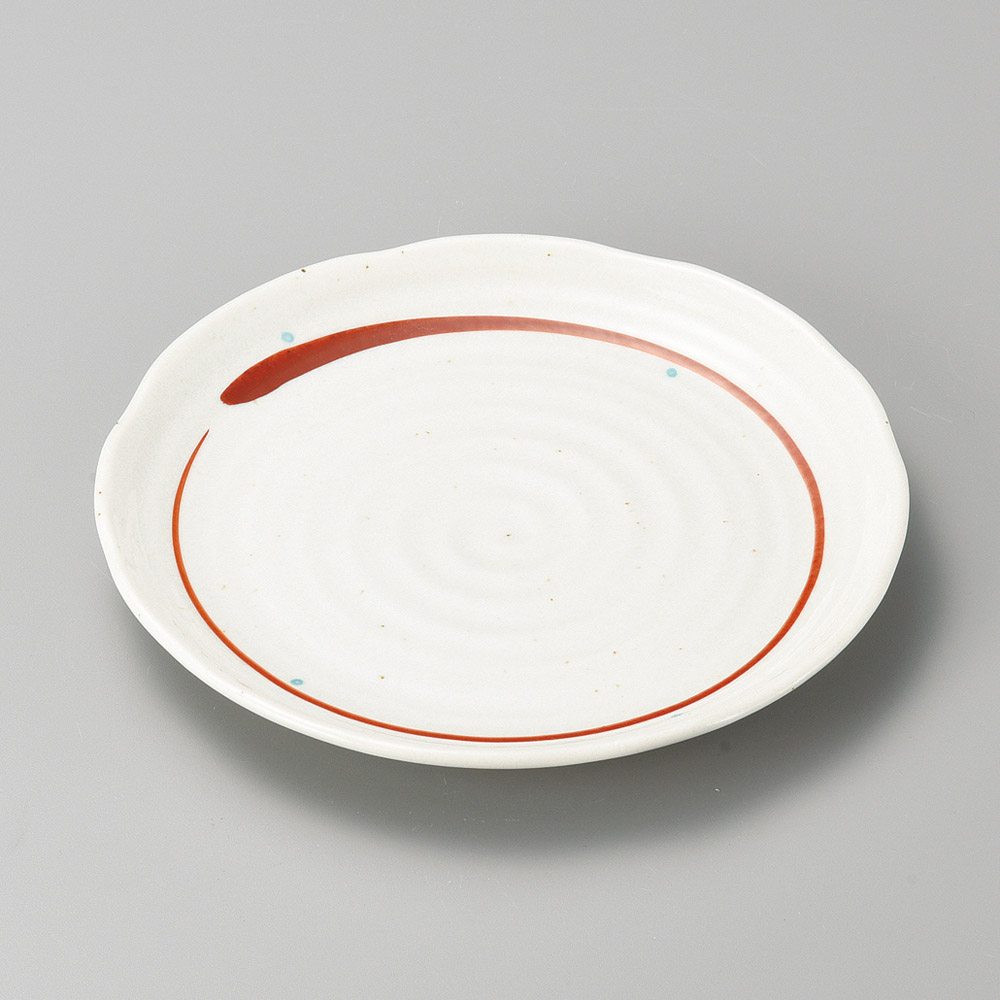 41341-121 縄文型赤刷毛点字8.0皿|業務用食器カタログ陶里31号