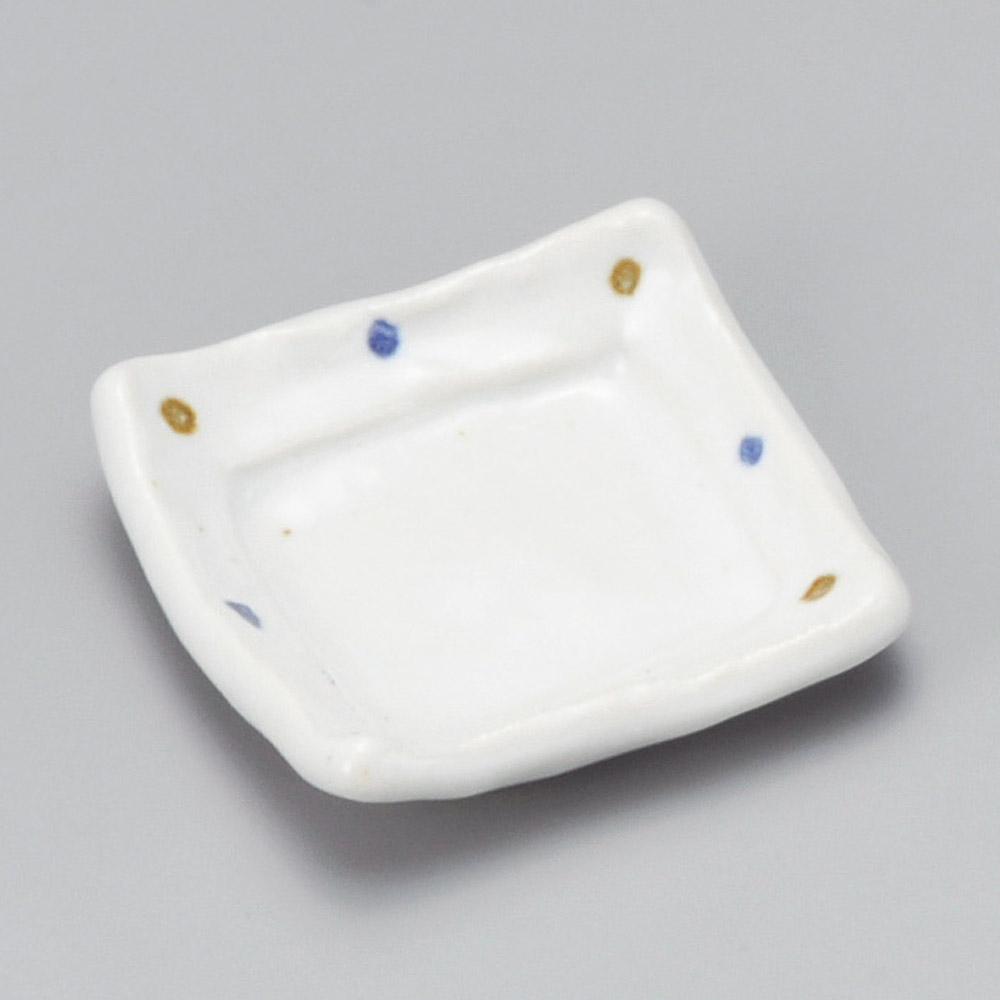 42119-511 二色水玉角小皿|業務用食器カタログ陶里31号