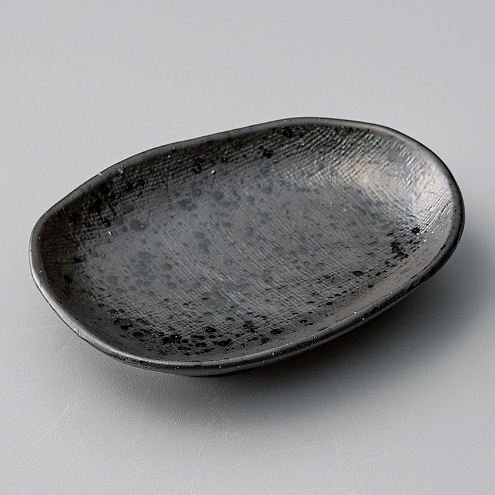 42331-281 黒藍染カヤ目楕円皿(小)|業務用食器カタログ陶里31号