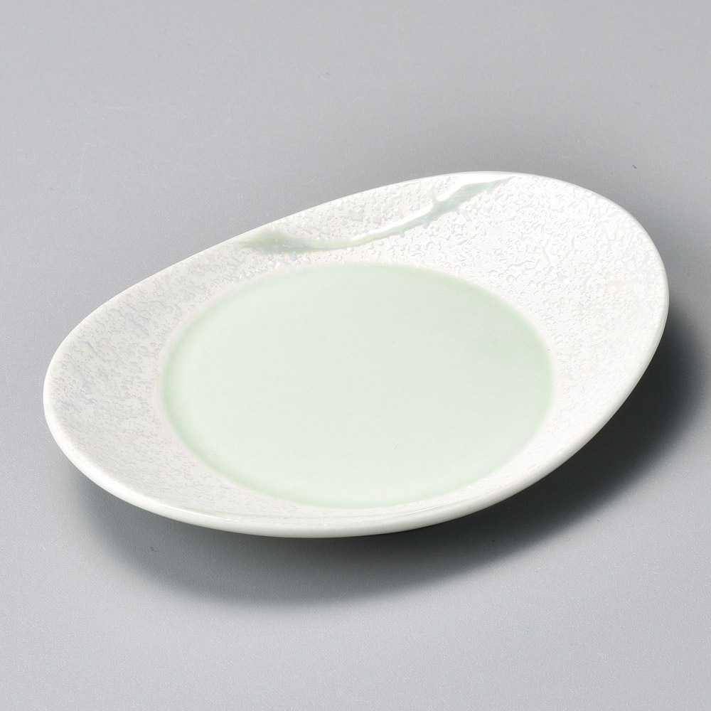 42601-401 流水ラスター楕円小皿(緑)|業務用食器カタログ陶里31号