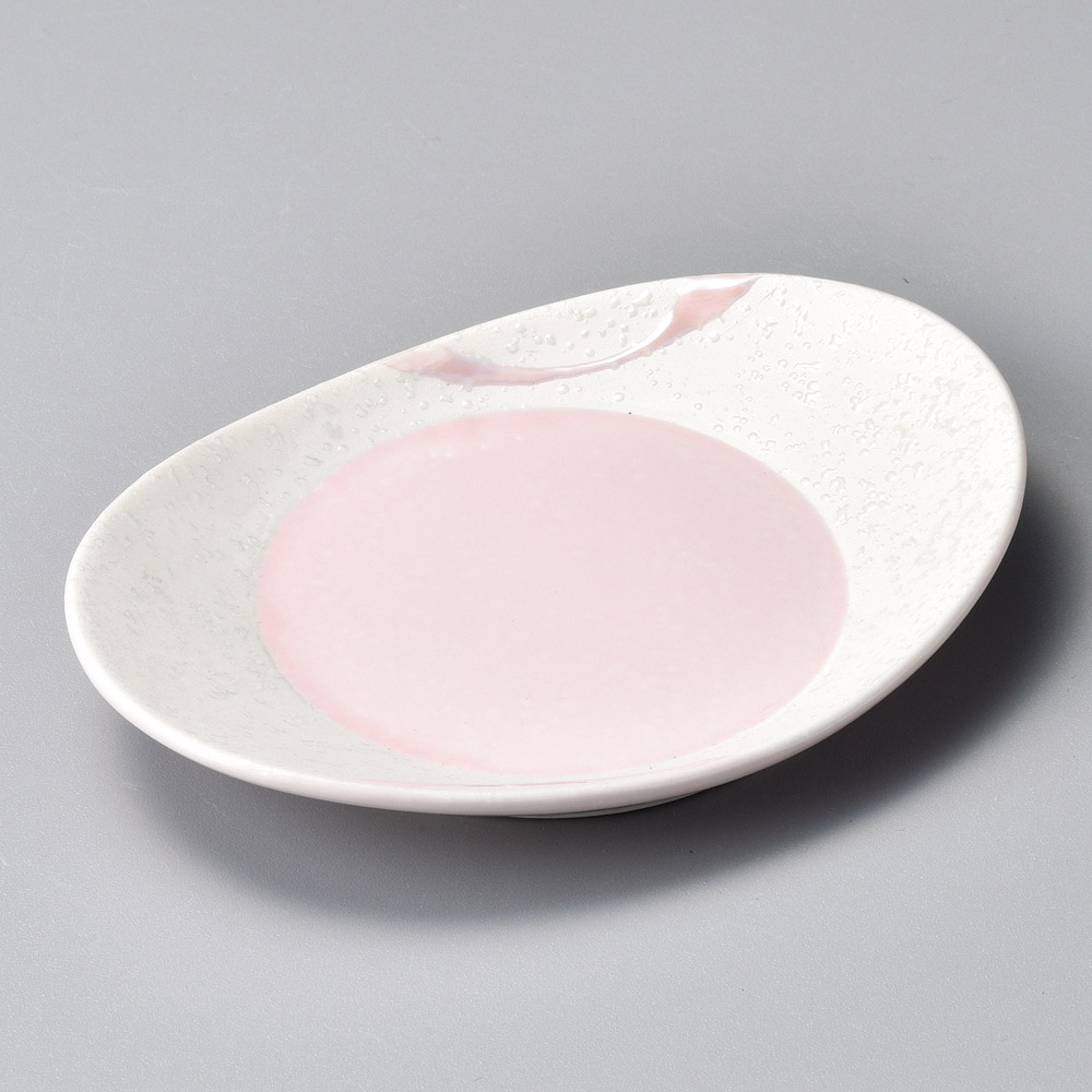 42602-401 流水ラスター楕円小皿(ピンク)|業務用食器カタログ陶里31号