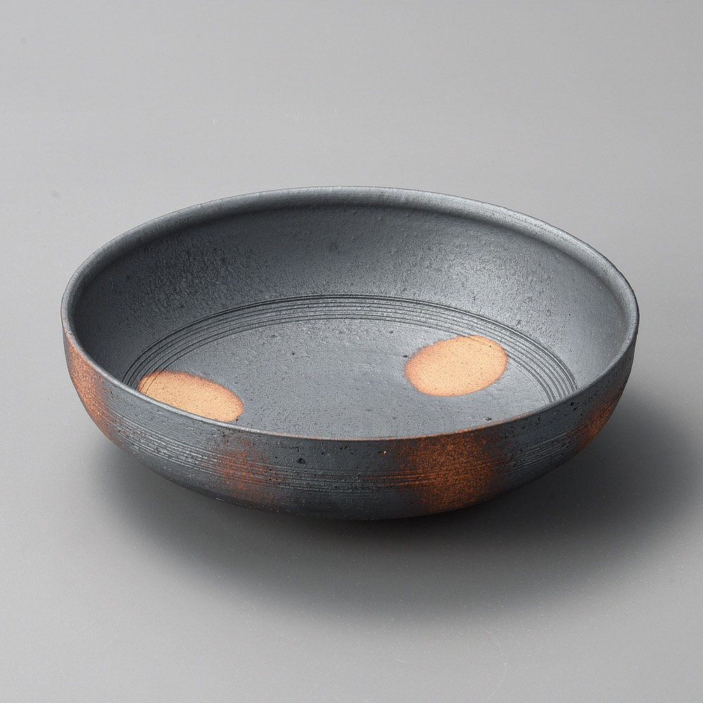 45402-201 黒鉄釉三つ丸大鉢|業務用食器カタログ陶里31号